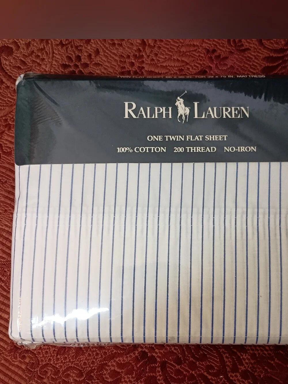 Vintage 90s Ralph Lauren Bradford Blue Set (2) TWIN Flat Fitted Sheets USA New